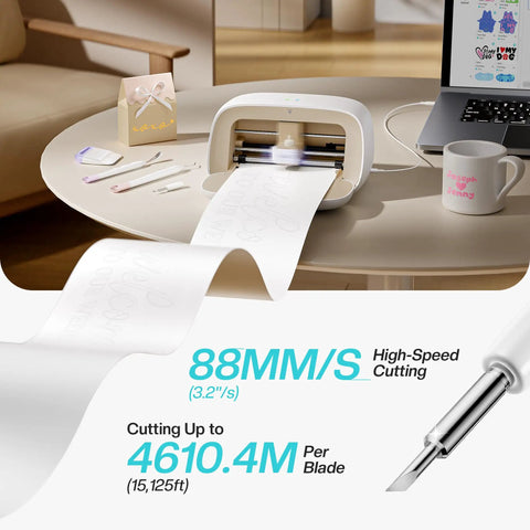 S501 Vinyl Cutter Machine Portable Plotter with Bluetooth 5.0 and USB 2.0 cutting paper on a table setup