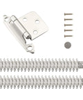 Half Inch Inset Satin Nickel Cabinet Hinges Self Closing Semi Concealed With Door Bumpers, 25 Pairs, 50 Pieces Including Screws And Felt Pads