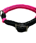 Hot Pink Side Pull Hackamore Attachment for Your Bridle with pink and black nylon paracord, fits all sizes, silver hardware