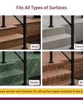Nifty And Rock Solid Two To Three Step Stair Handrail Kit With 40 Inch Top Rail for various surface types like wood, concrete, marble, brick.