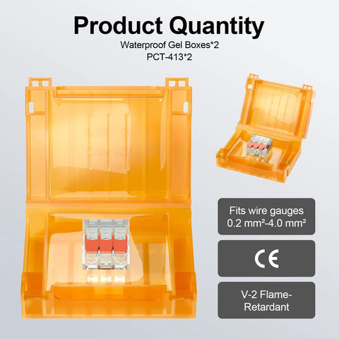 Two Pack Underground Ready Waterproof Gel Boxes With PCT 413 Insulated Gel Filled Box Open Showing Connectors