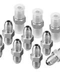 Pack Of Ten One Quarter JIC Male To One Quarter JIC Male Hydraulic Hose Adapter Fittings With Protective Cover High Pressure Up To 5000 Psi Wide Temperature Range Minus 65 To 500 Degrees Straight Tube Hydraulic Connectors, silver steel