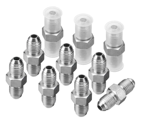 Pack Of Ten One Quarter JIC Male To One Quarter JIC Male Hydraulic Hose Adapter Fittings With Protective Cover High Pressure Up To 5000 Psi Wide Temperature Range Minus 65 To 500 Degrees Straight Tube Hydraulic Connectors, silver steel