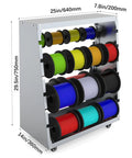 Adjustable Wire Spool Rack With Six Rods And Built In Wheel For Wall Mount Display And Storage Cord Reel Organizer
