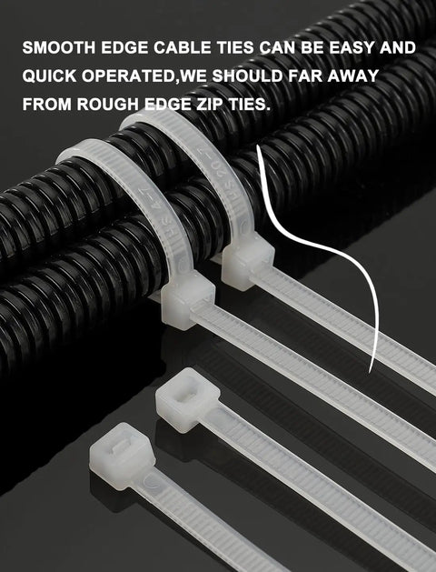 Heavy Duty 12 Inch Outdoor Wire Zip Ties 0.3 Inch Wide 100 Pack Black UV Resistant Nylon 66 Zipties With 120 Lbs Tensile Strength For Cables And Big Bundles securing cables