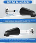 Tub Shower Trim Kit With Four In One Tub Spout Adapter, black bath spout installation guide for copper pipe connections