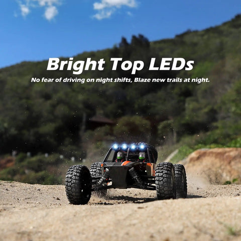 1-12 Scale All Terrain RC Truck With 4x4 Drive High Speed 38 Km/h Remote Control Car with LED lights on rocky terrain