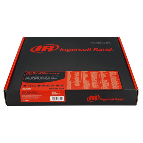 Box of 66-Piece Master Torx and Specialty Bit Socket Set with S2 Steel Bits, Chrome Vanadium Socket Bodies, Ingersoll Rand branding.