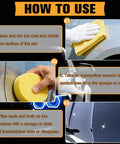 Steps showing usage of 2 Pack Car Scratch Repair Kit With Paste And Wipe Sponge, Quick Car Scratch Remover For Dings And Scratches, DIY Auto Body Fix.