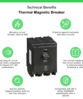 QO350CP Circuit Breaker Black 2-Pole With Plug-On Design and Visi-Trip Indicator, Overload and Short-Circuit Protection Features