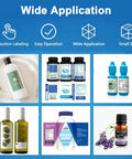 No Sweat Manual Labeling Machine And Label Applicator For Round Glass Plastic Bottles Smart Sensor with various labeled products.