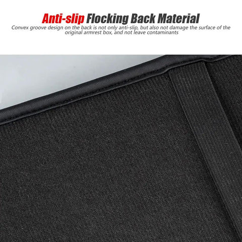 Center Console Cover With 2 Storage Bags In Premium Nappa Leather showing anti-slip flocking back material