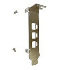 Solid Three Port Low Profile Short Bracket For Nvidia Quadro P400 And T400 Graphics Cards featuring metal design and mounting screws.
