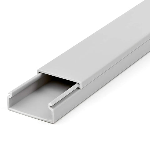 Solid Cable Management Raceway With Cover For Home Office And Server Room, 1.5 Inch Wide By 0.625 Inch High, 6.5 Foot Length