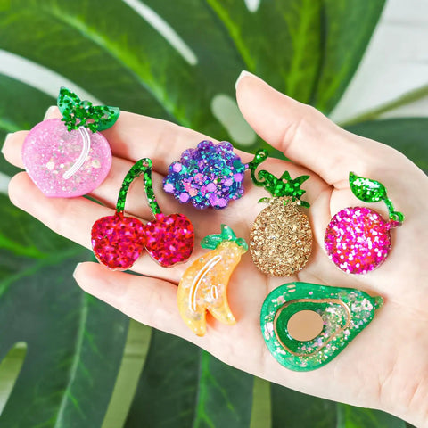 4 Piece Fruit Themed Soft Flexible Silicone Resin Molds For Drop Earrings Keychains Pendants Easy Peasy DIY Jewelry Making Kits Next Level Weekend Craft Projects