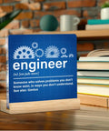 Epic Engineer Gifts For Women And Men Mechanical Engineering Lovers Acrylic Plaque Sign With Wood Stand For Home Office Decor Engineer Definition Wall Art For Desk Display featuring gears design
