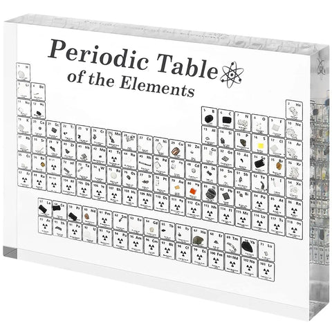 Acrylic Periodic Table Display With Real Elements Inside, 83 Element Samples In 3D Colorful Shapes, 6x4.5x1 Inch Educational Decor