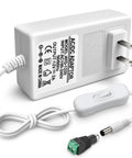 Beefy 24W 12V DC Power Supply With On Off Switch for LED Strip Lights, 100 To 240V AC Input to 12V DC Wall Plug Transformer, 2A Output