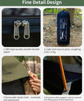 4 In 1 Camping Hammock Tent with Mosquito Net and Removable Sunshade showing double zipper, packed bag, shade cloth, alloy rods.