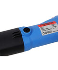 Close-up of 16 Gauge Electric Metal Shearing Machine with Beefy 500 Watt Power and 360 Degree Rotating Cutter, blue finish