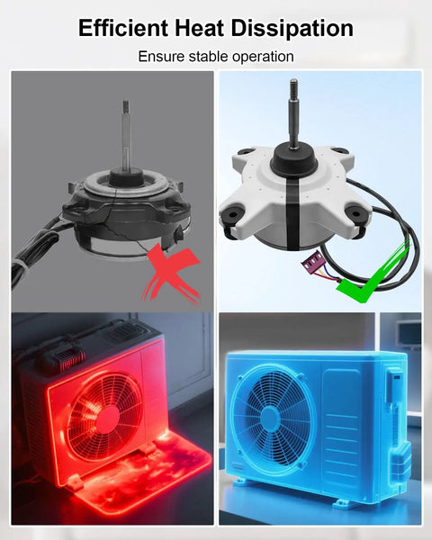 Inverter Air Conditioning Brushless DC Motor 310V 34W 0.16A External Fan Replacement Part with efficient heat dissipation shown
