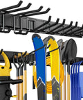 Heavy Duty 48 Inch Wall Mount Garage Tool Organizer With Adjustable Hanging Hooks For Shovel Rake Broom Ladder Yard Rack System And Garden Storage Keeps Your Tools Neatly In Place And Ready To Grab mounted with tools