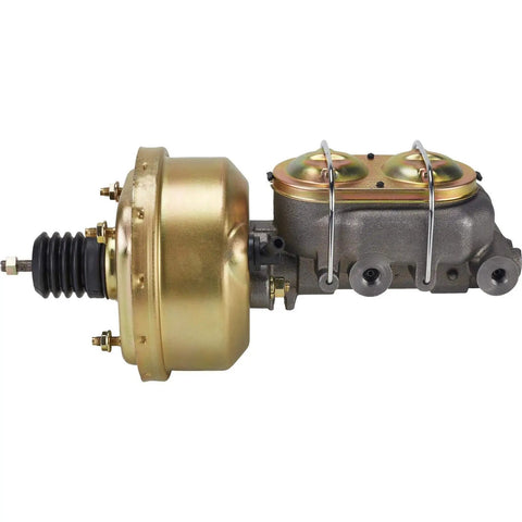Slick 7 Inch Brake Booster Master Cylinder Combo With 1 Inch Bore Offers Universal Drop In Fitment, steel and zinc construction.