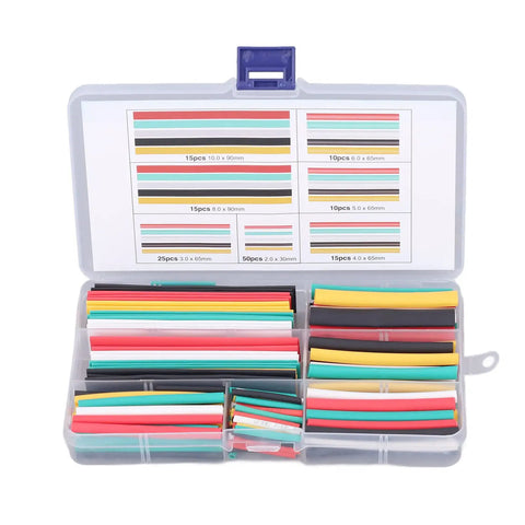 Super Cool 140Pc Heat Shrink Tubing Kit That Totally Slaps For All Your Wire Wrapping Needs And Durable Electrical Insulation Work Plus Color Coding And Cable Bundling In Various Sizes To Keep Yall Safe. Plastic organizer case with assorted color heat shrink tubes
