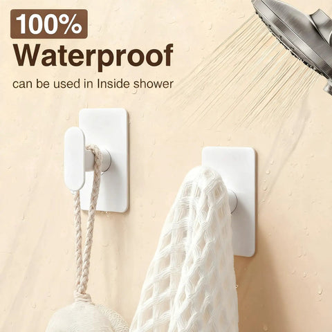 Zero Stress Hanging With These Badass Adhesive Towel Hooks Four Pack Delivers Rock Solid Twenty Pound Grip Using Super Dense Double Sided Tape Sticks To Any Surface Instantly While Minimalist White Design Blends Right In And Waterproof Build Fights Off