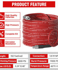 Pro-Grade Sewer Jetter Kit For Pressure Washers, 150 Ft Reach, 5800 PSI Power, coiled red hose with M-NPT connector