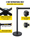 Boss Grade Crowd Control Stanchion Set With Six Point Six Feet Black Retractable Belt featuring a 4-way connection and adapter