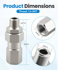 One Quarter Inch NPT Pressure Washer Swivel Fitting For Gun And Hose, 360 Degree Kink Free Connector, 4000 PSI, 2 Pack, Heavy Duty Metal Adapter For Leak Free Spray Gun To Hose Links And Smooth Rotation product dimensions