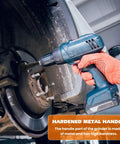 Using Garage Ready Brake Hub Cleaning And Resurfacing Kit on car rotor with power drill and orange glove