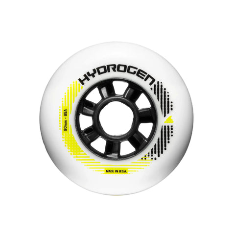Hydrogen 90 mm Inline Skate Wheels 85A For Adults White 8 Wheel Set High Speed Durable Urethane With Cushioned Ride For A Smooth Fast Cruising Experience