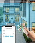 Person adjusting motion zone on smartphone for Outdoor Wireless Battery Powered Security Cameras 2 Pack Pro Kit With 2K FHD Video.