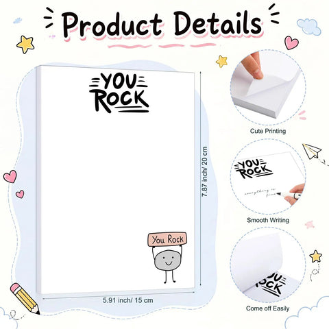 Funny 50 Sheet Paper Pad You Rock Tearable Notepad To Do List Memo Pad 5.9 By 7.8 Inches Gift For Teacher Coworker Sarcastic Office Supplies