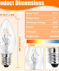 Long Lasting 15 Watt Salt Lamp Bulbs For Himalayan Salt Lamps 10 Pack E12 Base C7 Replacement Bulbs dimensions and specifications