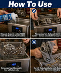 How to use Heavy Duty Ultrasonic Carburetor And Engine Parts Cleaner Concentrate 32 Oz Bottle step-by-step in ultrasonic bath.