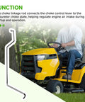 Choke Linkage Rod Replacement For Cub Cadet Lawn Tractors And Zero Turn Mowers Beefy DIY Friendly Upgrade For Z Force RZT LT Series Fits Various Models Easy Install Durable Performance metal choke rod shown with lawn tractor use