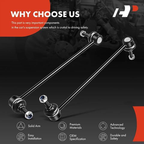 Front Sway Bar End Link Stabilizer For Toyota RAV4 2001 To 2005, Ford Escape 2005 To 2012, Mazda CX5 2013 To 2020, CX9 2016 To 2020, Mazda 6 2014 To 2020, Eclipse 2006 To 2012, Galant 2004 To 2012, Endeavor 2004 To 2008, Mercury Mariner, black steel front suspension links