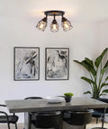 Adjustable Multi Directional Ceiling Light Fixture With E26 Base for Kitchen Hallway and Dining Room Semi Flush Mount Black Farmhouse