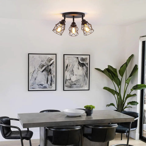 Adjustable Multi Directional Ceiling Light Fixture With E26 Base for Kitchen Hallway and Dining Room Semi Flush Mount Black Farmhouse