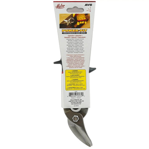 Left Cut Aviation Snips With Red Grips Power Fit Ergonomic Grips 18 Gauge Capacity Compound Action Sheet Metal Shears package