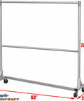 Commercial Grade Double Rod Garment Rack With Z Base, 63 Inch Tall, Holds Up To 600 Lb, Heavy Duty Steel, Silver Finish