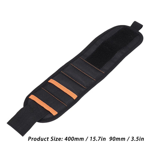 Magnetic Wristband With 10 Magnets And 1680D Polyester Build For Electricians, Breathable Wrist Tool Belt Holds Screws, Small Parts, Drills, And Fasteners Hands Free During Repairs. 400mm x 90mm black orange wrist tool