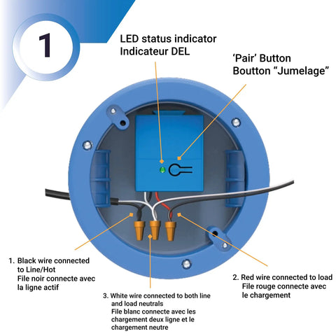 10A On Off Wireless Light Switch Controller UL ETL Listed Easy Install wiring setup shown inside junction box.