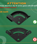 Comparison of 26 teeth D Series lawn tractor gears showing correct and incorrect options