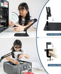 Super Useful 12X Real Glass Magnifying Desk Lamp With Led Light Clamp And Large Base Stand used for electronics work