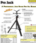 Diagram of Hi Pro Jack With Vee Head Adjustable From 28 To 49 Inches 2500 Lb Capacity Heavy Duty Shop Jack, features labeled.