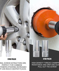 26 Piece Impact Bolt And Nut Remover Kit With Spiral Screw Extractor And 3 8 Drive Drill Bit in use for car repair